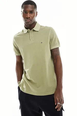 Tommy Hilfiger Polo oliva regular fit tinta in capo