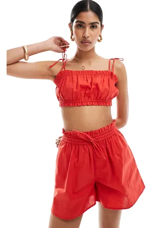 ASOS Crop top con volant e laccetti in coordinato