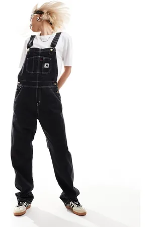 Carhartt Carhartt - Salopette di jeans nera a gamba dritta