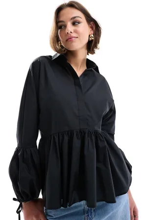 ASOS Camicia peplo con vita scesa nera