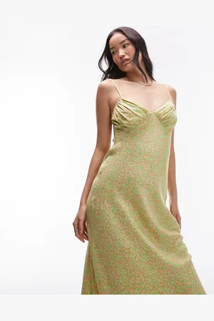 Topshop Vestito slip midi in jacquard con stampa a fiori