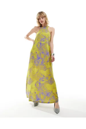 AllSaints Kura Inspiral - Vestito lungo acido con scollo a vogatore
