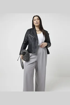 River Island Pantaloni grigi con riga laterale
