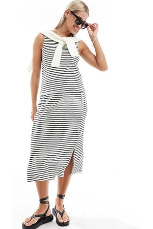 Mama;licious Mamalicious Maternity - Gonna midi in maglina a righe bianche e nere in coordinato