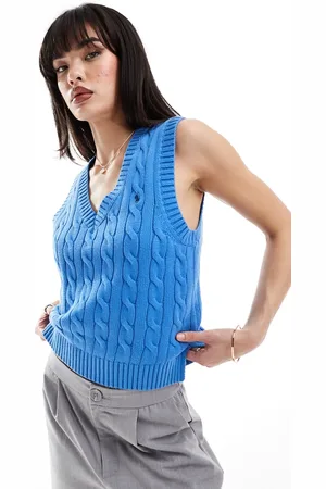 Ralph Lauren Canotta in maglia a trecce con scollo a V