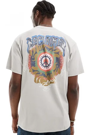 Reclaimed T-shirt oversize color pietra con grafica skate sul retro