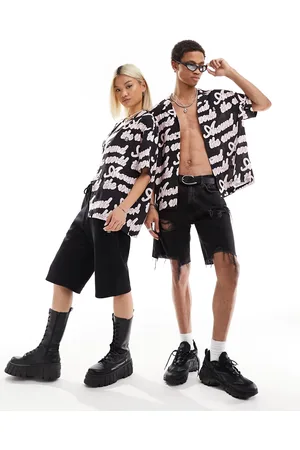 Dr Denim Madi - Camicia unisex vestibilità comoda nera con stampa