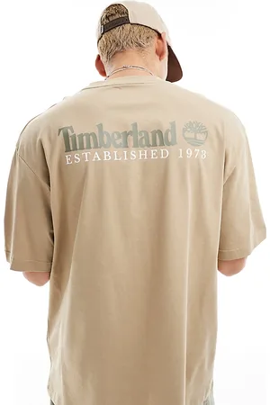 Timberland T-shirt oversize beige con logo grande sulla schiena - In esclusiva per ASOS
