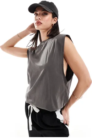 ASOS Top senza maniche oversize antracite slavato con giromanica ampio
