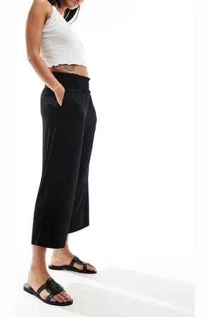 ASOS Pantaloni culotte taglio corto con vita arricciata neri
