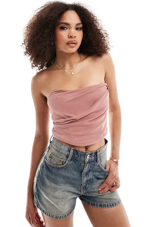 ASOS Top a corsetto drappeggiato color cipria