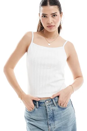 ASOS Canottiera traforata azzurra con profili a contrasto
