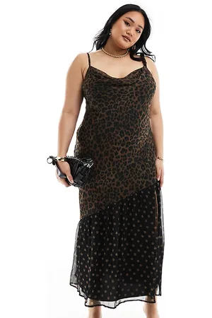 ASOS ASOS DESIGN Curve - Vestito midi con spalline intrecciate e stampa animalier
