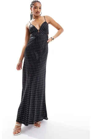 Bardot Vestito lungo in raso a pois