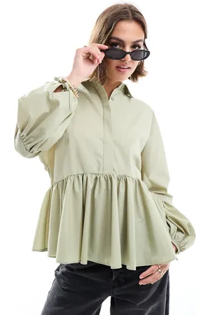 ASOS Camicia peplo con vita scesa kaki chiaro