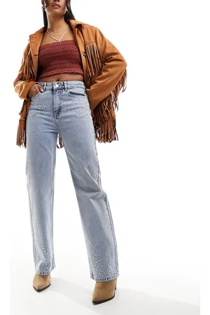 In The Style Jeans con fondo ampio lavaggio azzurro con strass