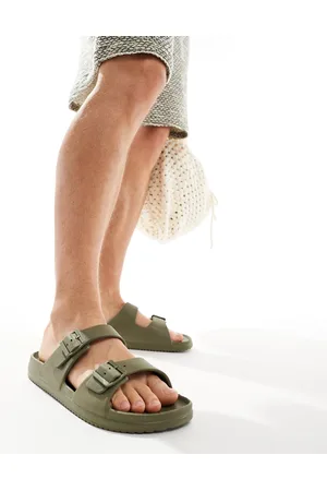 Bershka Sandali kaki con fascetta doppia