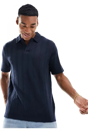 Brave Soul Polo in maglia testurizzata con colletto aperto