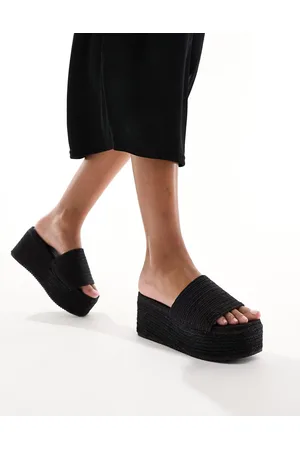 South Beach Sandali espadrilles stile sabot neri con plateau