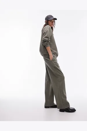 Topshop Joggers dritti tinta unita kaki in coordinato