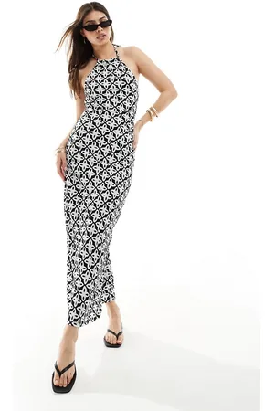 ONLY Vestito lungo allacciato al collo con stampa geometrica