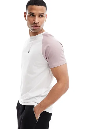 Brave Soul T-shirt bianca e viola con maniche raglan