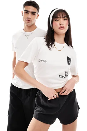 The North Face Coordinates - T-shirt bianca con stampa piccola del logo sul retro