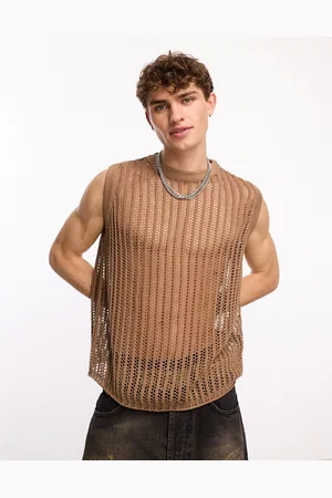 COLLUSION Canotta oversize in maglia color moka all
