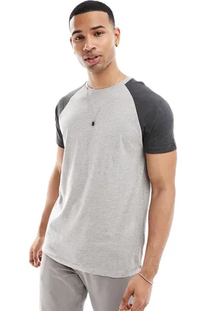Brave Soul T-shirt con maniche raglan chiaro mélange e antracite scuro mélange