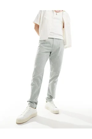 ASOS Pantaloni vestibilità comoda in lino verdi a righe