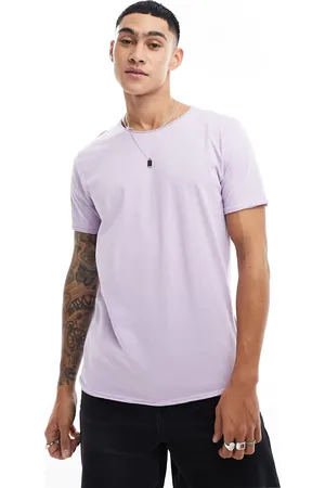 Brave Soul T-shirt lilla pastello con bordi grezzi