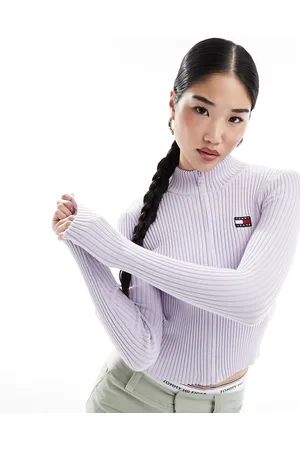 Tommy Hilfiger Cardigan con stemma e zip lilla