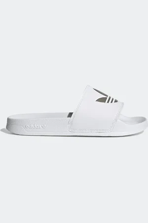 adidas Adilette Lite - Sliders bianche e argento con logo a trifoglio