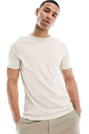 Brave Soul T-shirt girocollo color pietra chiaro con tasca
