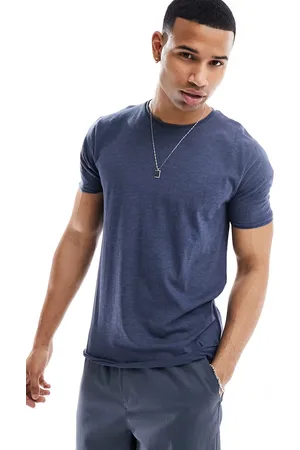 Brave Soul T-shirt con bordi grezzi color denim mélange