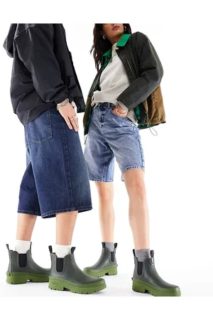Barbour X ASOS - Midhurst - Stivali da pioggia color oliva con suola spessa