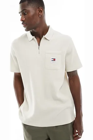 Tommy Hilfiger Polo oversize bianco sporco lavorata a nido d