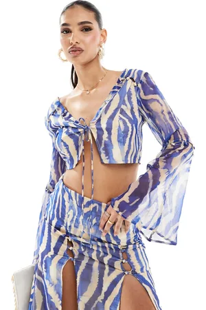 ASOS Top morbido con stampa zebrata e volant in coordinato