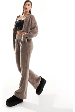 Kaiia Joggers a zampa in spugna con logo marroni in coordinato