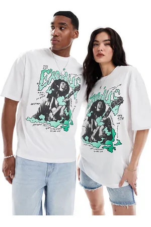ASOS T-shirt unisex bianca oversize con stampa di Bob Marley su licenza