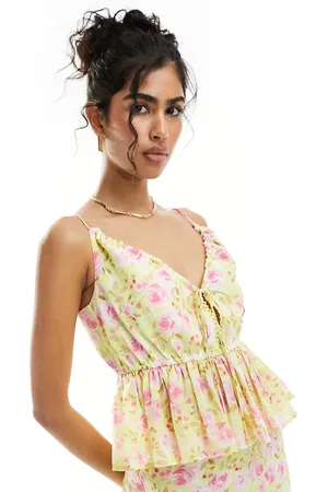 ASOS Canottiera peplo a fiori in coordinato