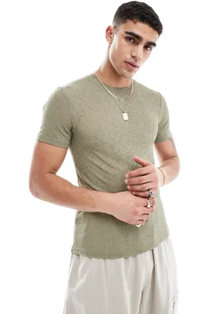 ASOS T-shirt attillata kaki testurizzata trasparente