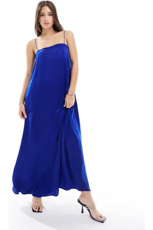 ASOS Vestito midi stile sottoveste in raso effetto stropicciato