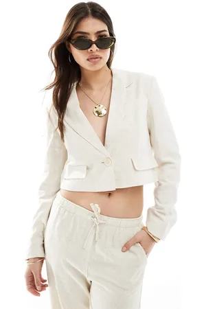 Pimkie Blazer taglio corto effetto lino beige