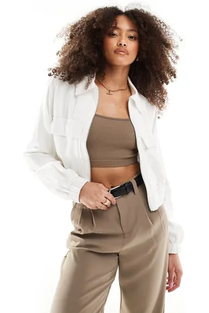 Hollister Giacca bomber bianca in misto lino