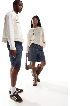 COLLUSION Unisex - Pantaloncini blu a righe