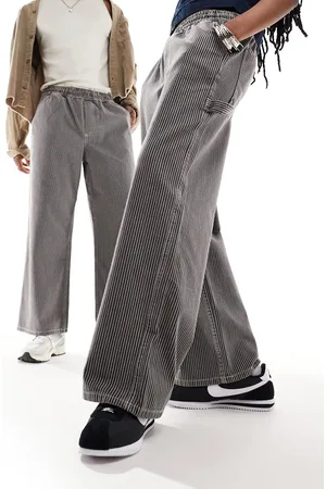COLLUSION Unisex - Pantaloni cargo di jeans neri a righe