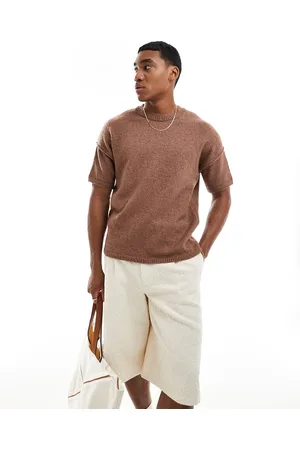 ASOS T-shirt vestibilità comoda squadrata in maglia fiammata testurizzata