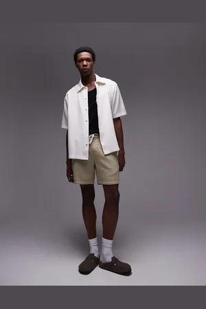 Topman Polo oversize in jersey écru con bottoni a pressione