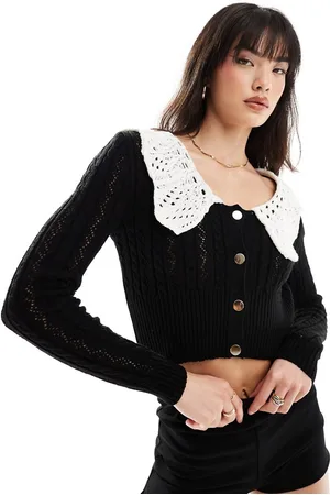 Miss Selfridge Cardigan con colletto oversize lavorato